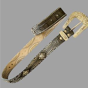 Black studded rhinestone western belt